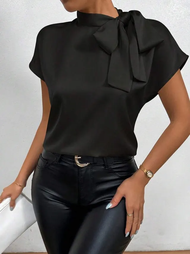 European And American Popular Satin Shirt For Women Black - Shop at LoveMi