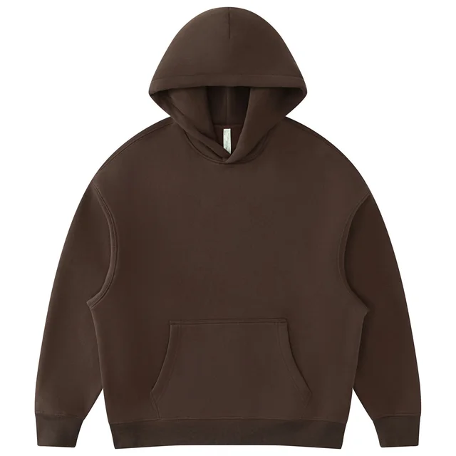 Loose fitting Large Size Plus Velvet Thickened Hooded Sweatshirt Chocolate - Shop at LoveMi