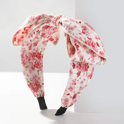 New Floral French Fashion Printed Hair Bow Hair Pink - Shop at LoveMi