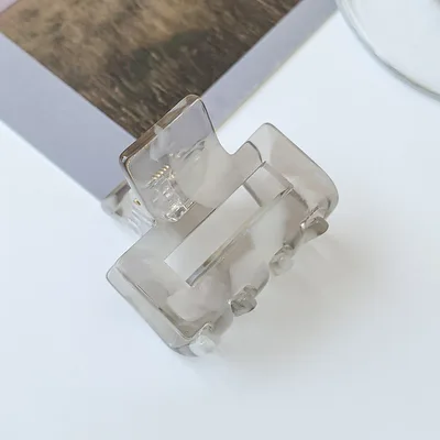 Leopard Print Checkerboard Square Small Hairclip Women Ink White - Shop at LoveMi