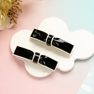 Bow Spring Sweet Acrylic Hairpin Black - Shop at LoveMi