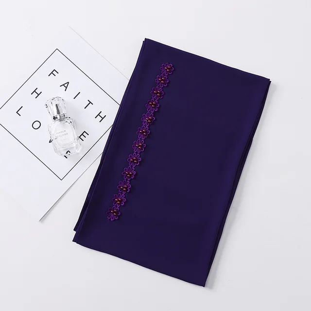 Pearl Chiffon Nail Pearl Decorative Headscarf 8 Dark Purple - Shop at LoveMi