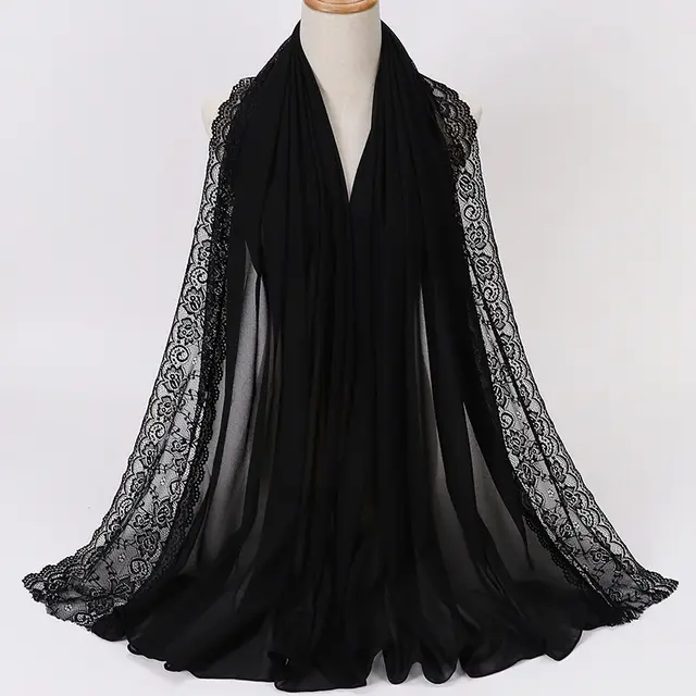 Pearl Chiffon Lace Women's Toe covered Scarf 1 Black - Shop at LoveMi