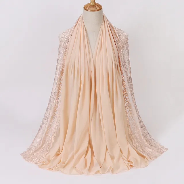 Pearl Chiffon Lace Women's Toe covered Scarf 8 Khaki Beige - Shop at LoveMi