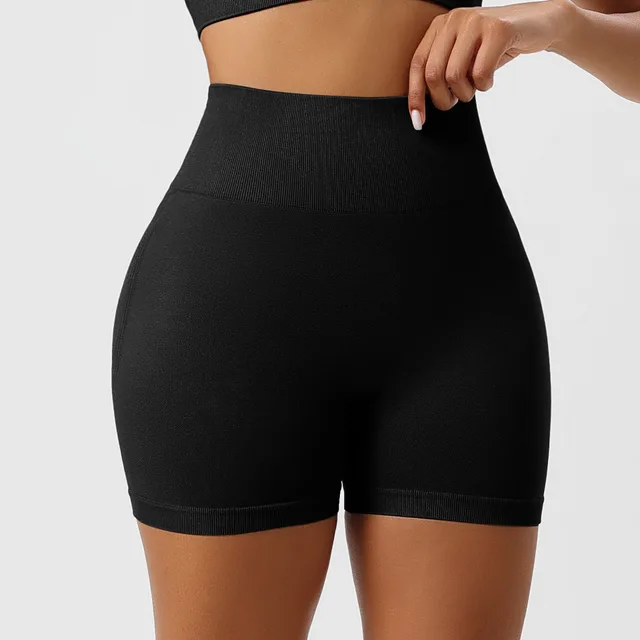 Sports Yoga Seamless Hip Lift Leggings Women's High Waist Shorts Black - Shop at LoveMi