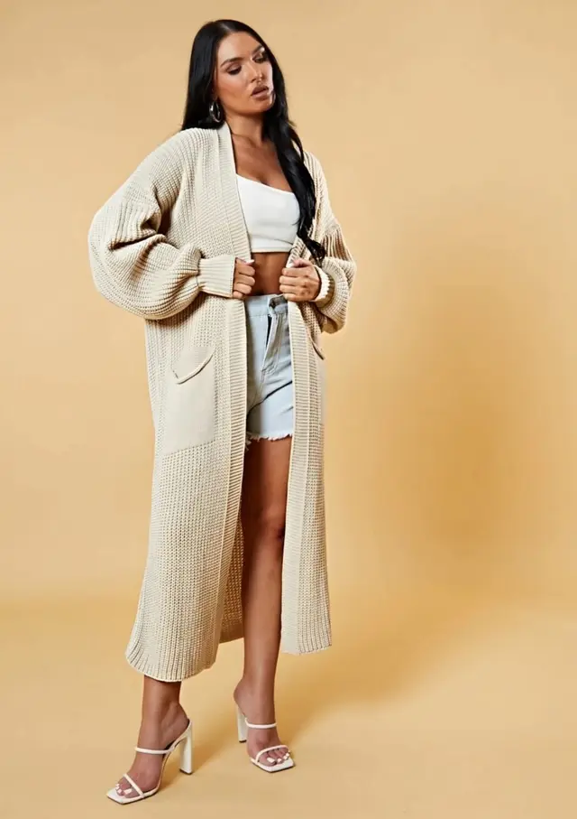 Casual Solid Color Knitwear Cross border Plus Size Loose Long Coat Sweater Apricot - Shop at LoveMi