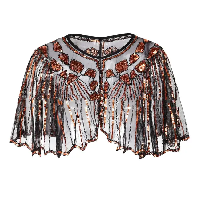 Mesh With Sequins Short Cape Evening Dress Party Dinner Cheongsam Outerwear Cross border Wine Red - Shop at LoveMi