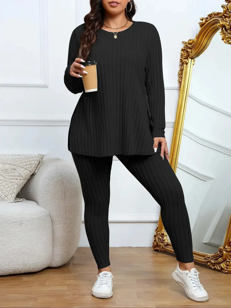 Plus Size Women's Suit Regular Sleeve - Black