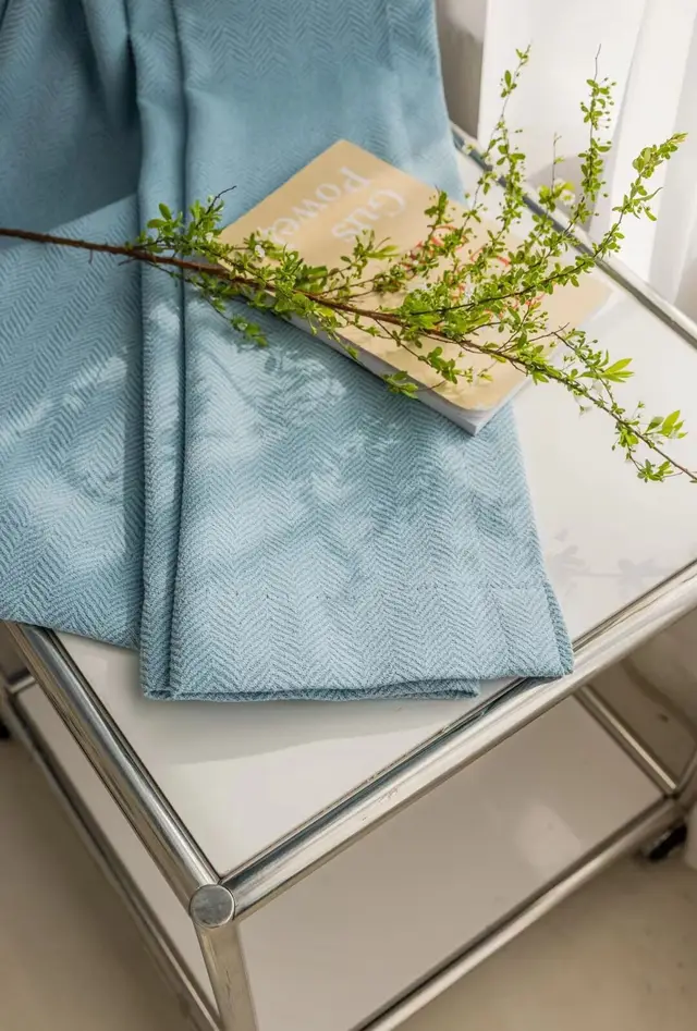 Textured Corrugated Cotton And Linen Curtain Shading Fabric Sky Blue - Shop at LoveMi