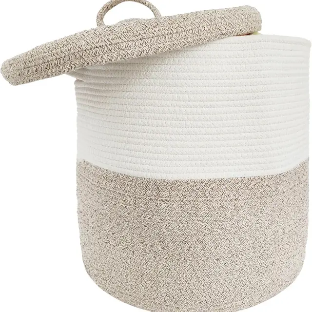 European Style Cotton String Laundry Basket Extra Large With Lid Zebra Card - Shop at LoveMi