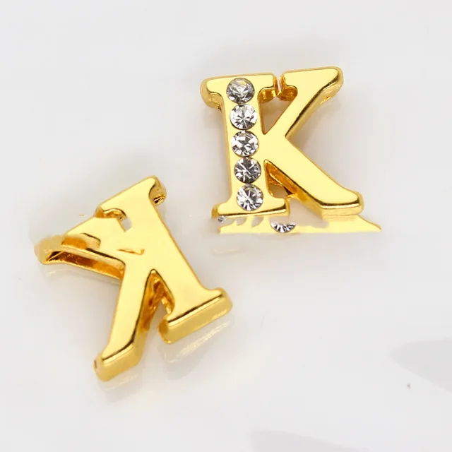 8mm Gold Half Diamond Beads English White Diamond Letters K - Shop at LoveMi