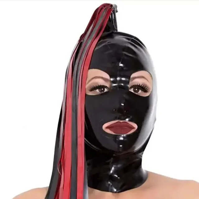 Latex Cap Mask Full Face Mask Black - Shop at LoveMi