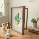 Couple Family Hand Print Flip Photo Frame DIY - Walnut Color