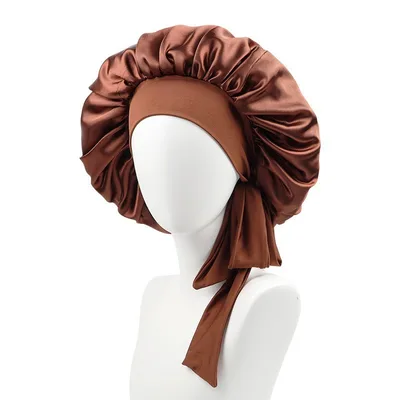 Stretch Ribbon Bowknot Silk Round Cap Solid Color Coffee - Shop at LoveMi