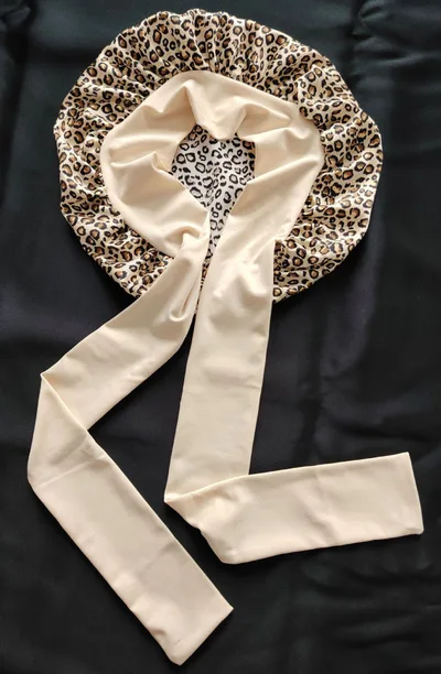 Stretch Ribbon Bowknot Silk Round Cap Solid Color Leopard Print 1 - Shop at LoveMi
