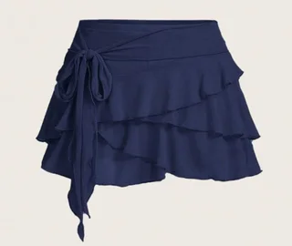 Women's Layered Ruffled Low Waist Skirt - Navyblue