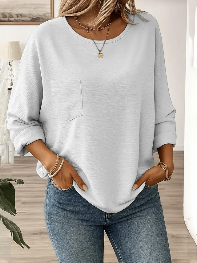 Round Neck Regular Solid Color Multi color Women's Top T shirt White - Shop at LoveMi