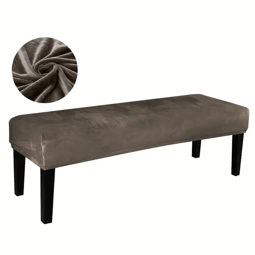With Rope Universal All-inclusive Velvet Stool Cover - Khaki - View 1