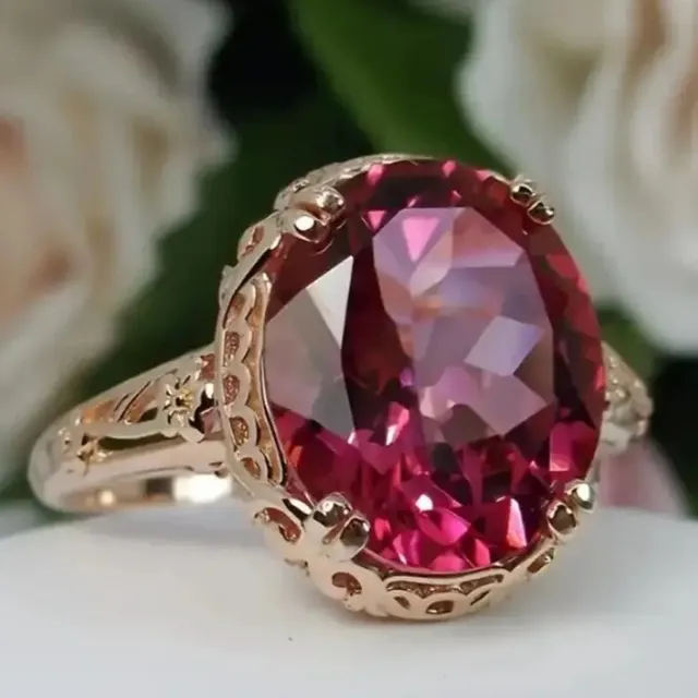 Court Retro Style Rose Red Zircon Ring Plated High grade Creative Rose Red - Shop at LoveMi