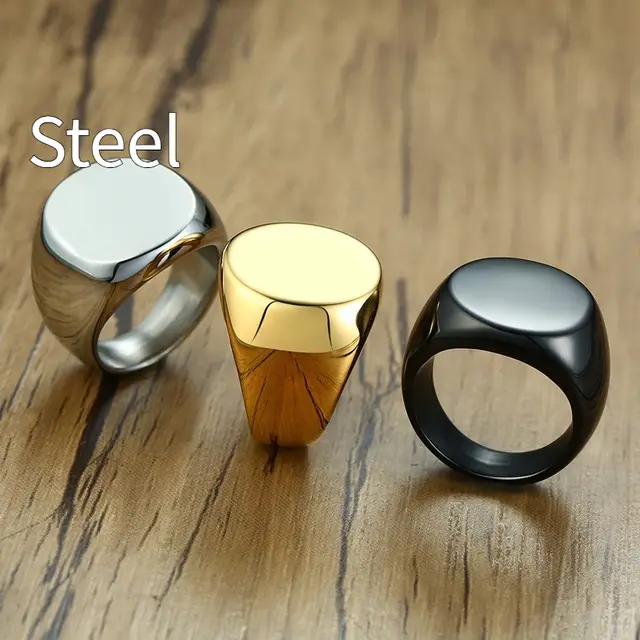 Stainless Steel Nude Round Ring Black Gold Steel Color - Shop at LoveMi