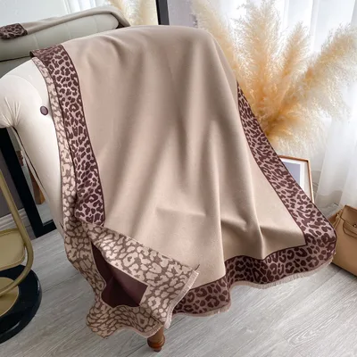 Intellectual Elegant Leopard Print Artificial Cashmere Scarf Women Camel - Shop at LoveMi