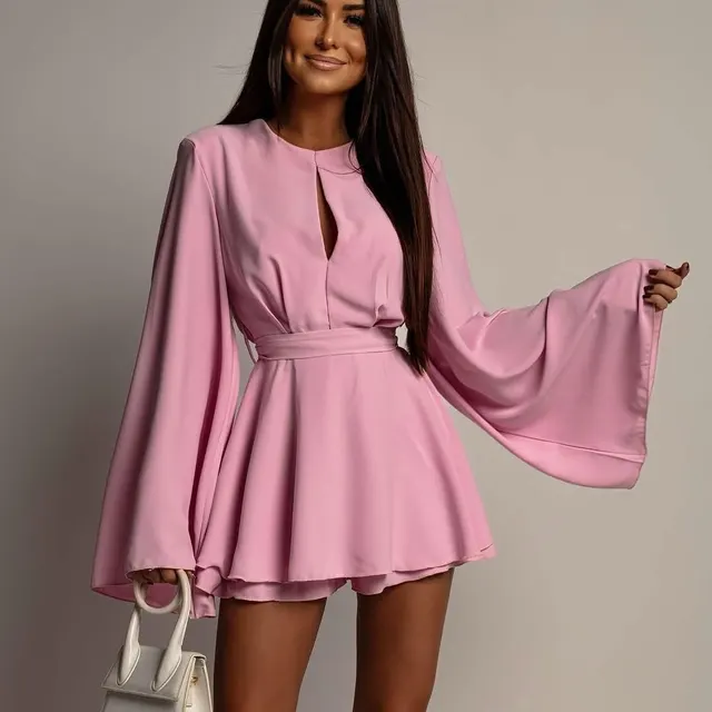 Women's Fashion Elegant Backless Short Skirt Waist Slimming Dress Pink - Shop at LoveMi