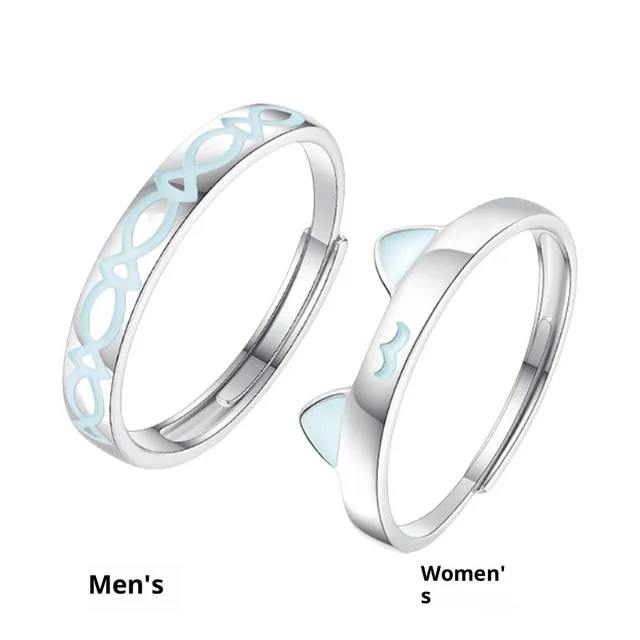 Luminous Cat Fish Love Couple Ring Fluorescent Couple Rings S999 Ring For Women - Shop at LoveMi