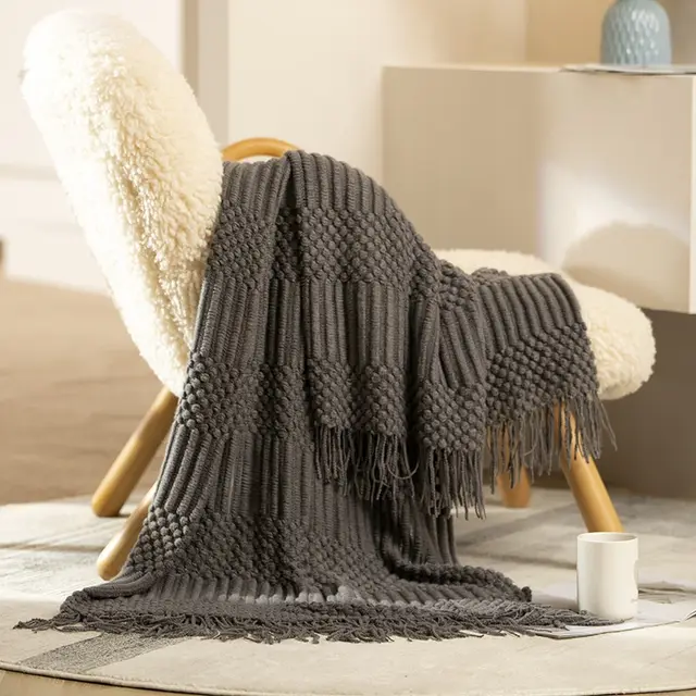 Nordic Style Ins Sofa Affordable Luxury Style Cover Blanket Dark Gray - Shop at LoveMi