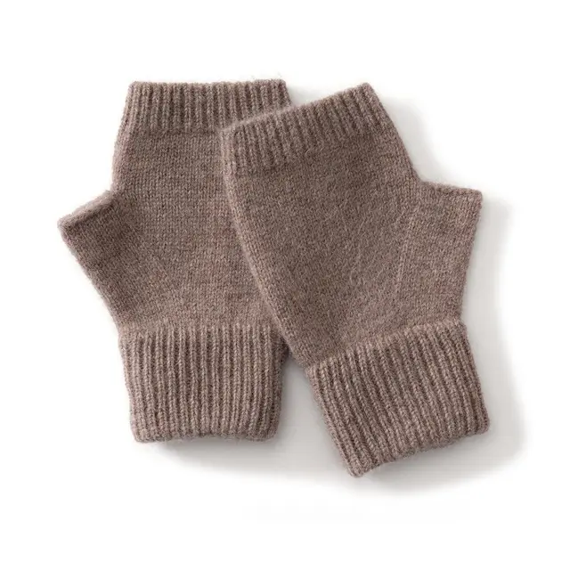 Australia Wool Warm Knitted Flat Flower Fingerless Cashmere Gloves Purple Cashmere - Shop at LoveMi