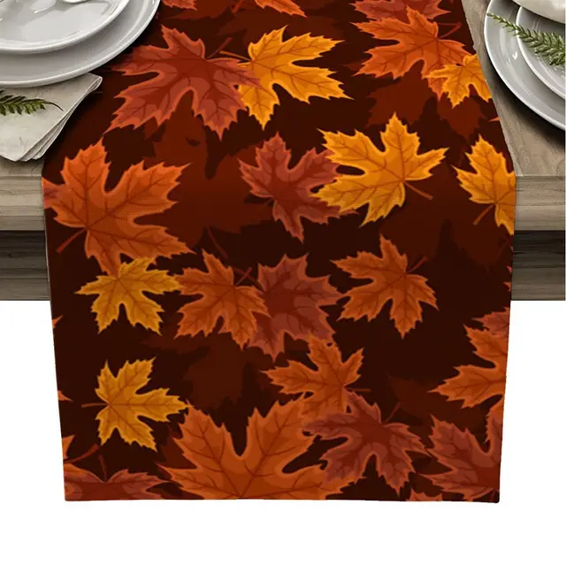 Polyester Autumn Maple Leaf Pine Cone Plant Leaves Kitchen Restaurant Party Coffee Table Tablecloth Style9 - Shop at LoveMi