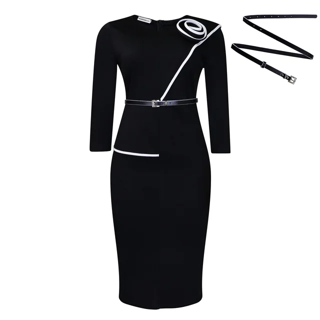 Elegant OL OL Pencil Skirt Sheath African Dress Black Belt - Shop at LoveMi