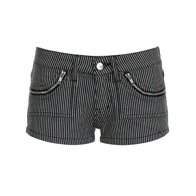 Low Waist Cropped Style Striped Jeans Black - Shop at LoveMi