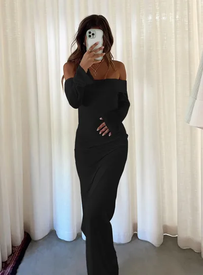 Fashion Personalized Off shoulder Solid Color Sexy Slim Dress Black - Shop at LoveMi