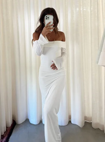 Fashion Personalized Off shoulder Solid Color Sexy Slim Dress White - Shop at LoveMi