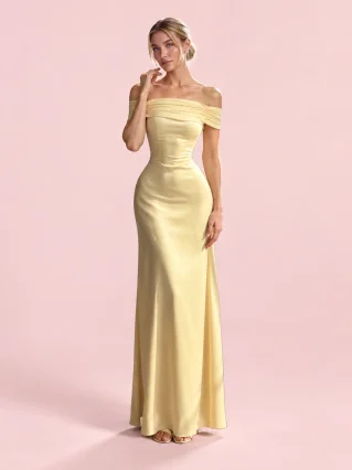 Backless High-Waist Off-Shoulder Maxi Dress - Yellow