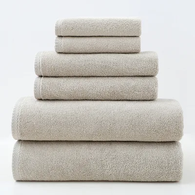 Solid Color Simple Towels 6 piece Cotton Suit Camel - Shop at LoveMi