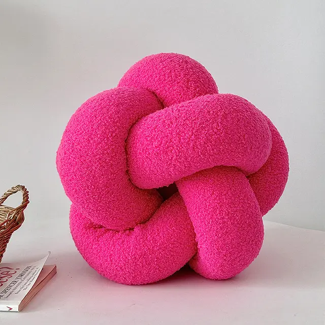 Simple Style Hand woven Lambswool Pillow Rose Red - Shop at LoveMi