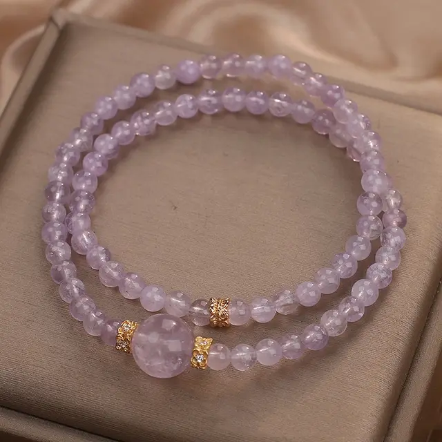 Natural Amethyst Double Ring Bracelet Entry Lux Elegant Light Purple - Shop at LoveMi