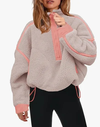 Autumn And Winter Warm Casual Jacket Plush B02021 17 Lotus Root Color - Shop at LoveMi