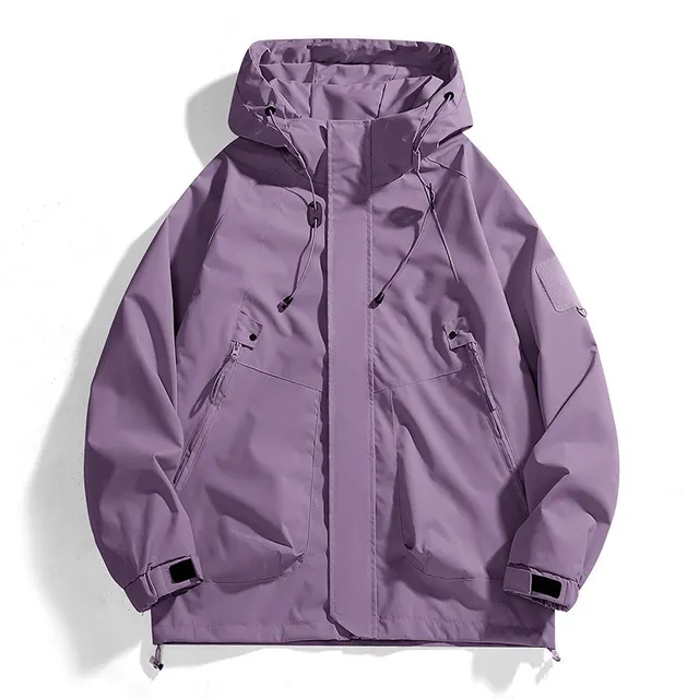 Loose Cargo Waterproof Jacket Coat Hooded Purple - Shop at LoveMi