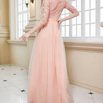 European And American V neck Lace Off Shoulder Princess Dress Pink - Shop at LoveMi