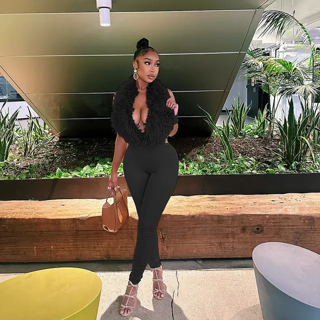 Bare Back Lace up Tight Trousers Two piece Suit Black - Shop at LoveMi