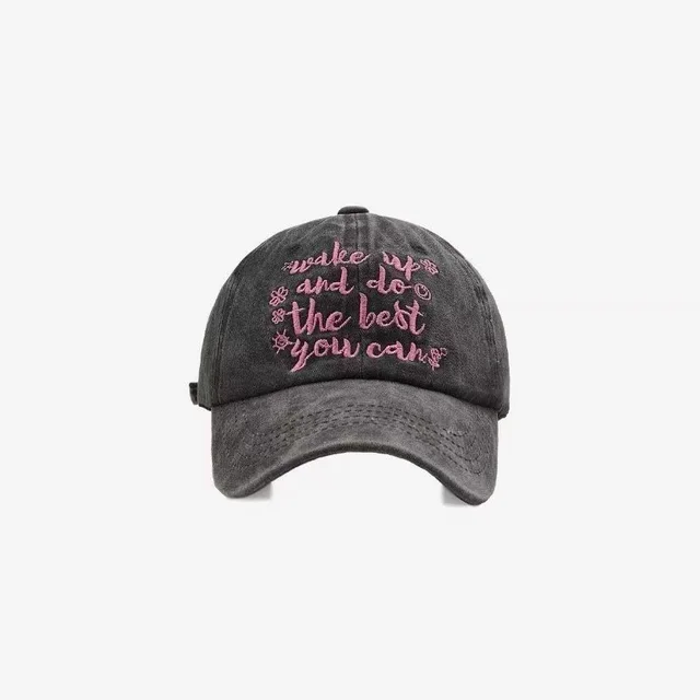 All match Retro Face looking Small Letters Soft Top Washed Sun proof Baseball Cap For Men Black - Shop at LoveMi