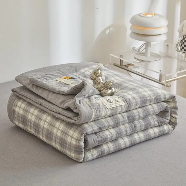Pure Cotton Simple Printing Summer Thin Machine Washable Airable Cover Rococo Gray - Shop at LoveMi