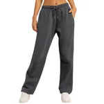 Same Style Solid Color Casual Loose Fleece-lined Trousers - Dark Gray