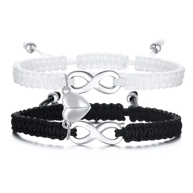 Eight character Woven Black Couple Valentine's Day Bracelet White 2 Sets Of Love Hanging - Shop at LoveMi