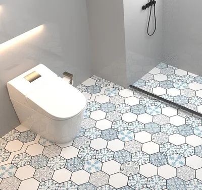 Wear resistant Floor Stickers Kitchen Floor Self adhesive Floor Sticker Blue Celadon - Shop at LoveMi