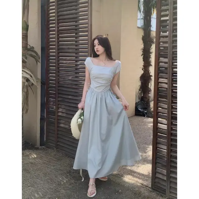 Beautiful Seaside Holiday Graceful Vest Long Skirt Summer Blue - Shop at LoveMi