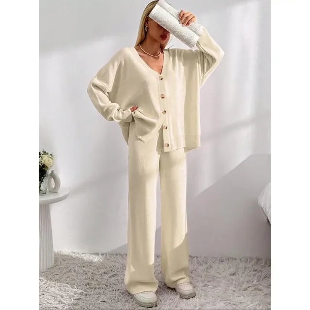 Buttons Front Cardigan Drop shoulder Collar Cardigan Coat Beige - Shop at LoveMi