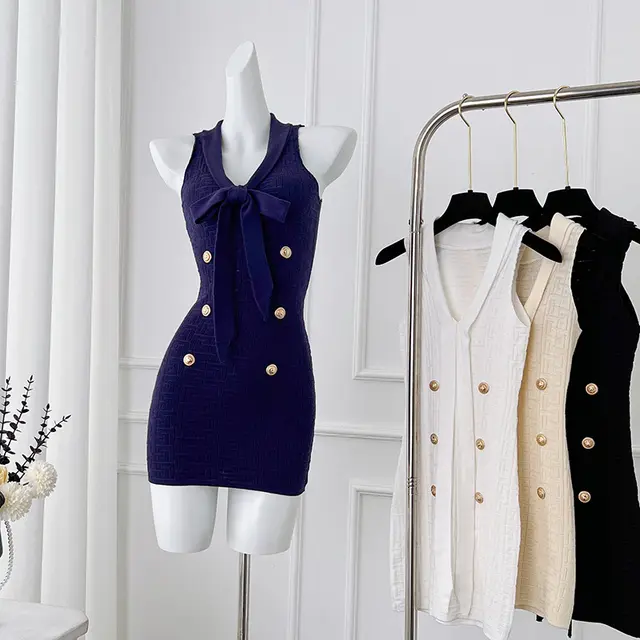 Knitted Women's Skirt Elegant Style High end Sense Navy Blue Skirt - Shop at LoveMi